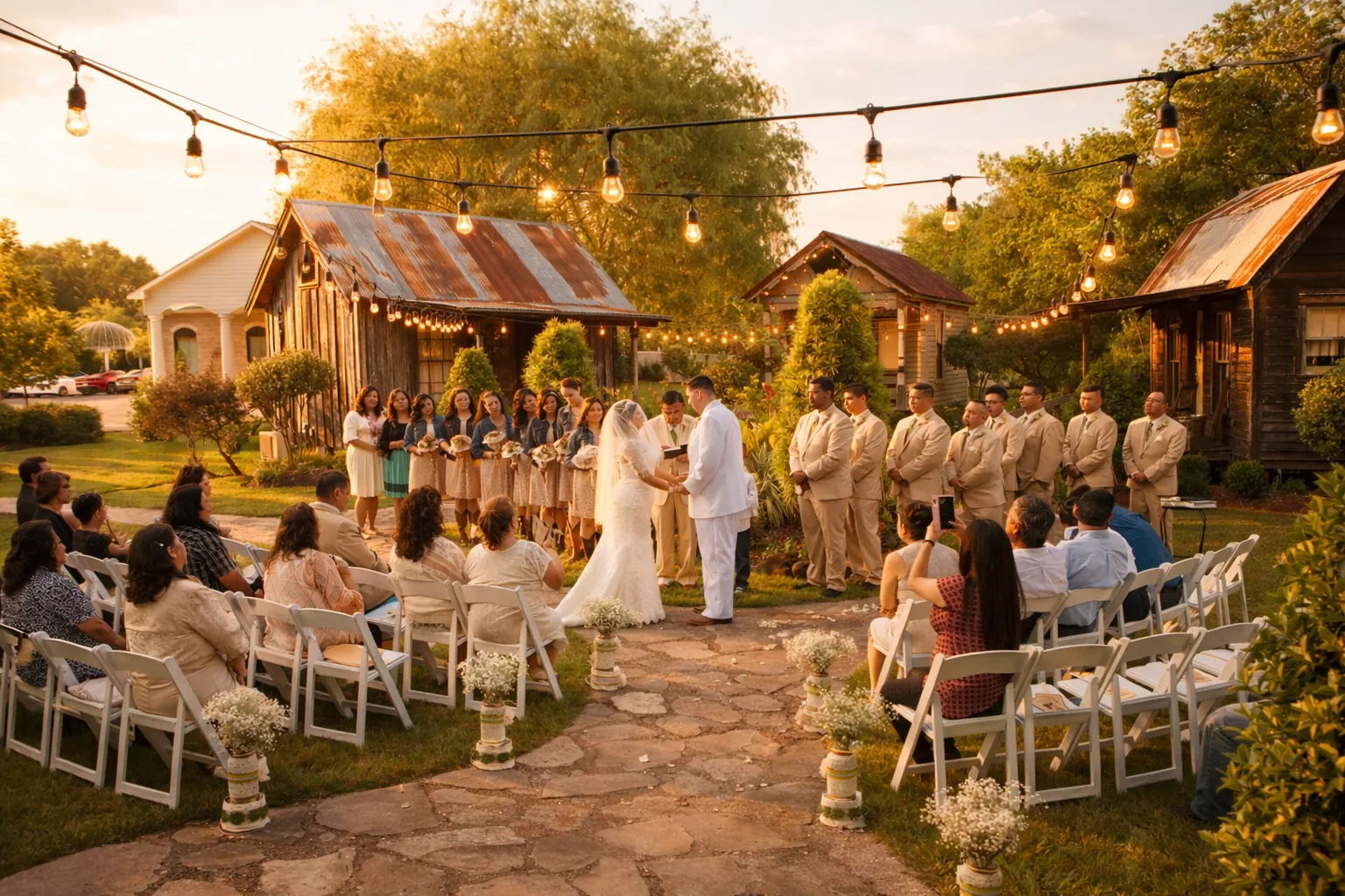 Outdoor ceremony at golden hour