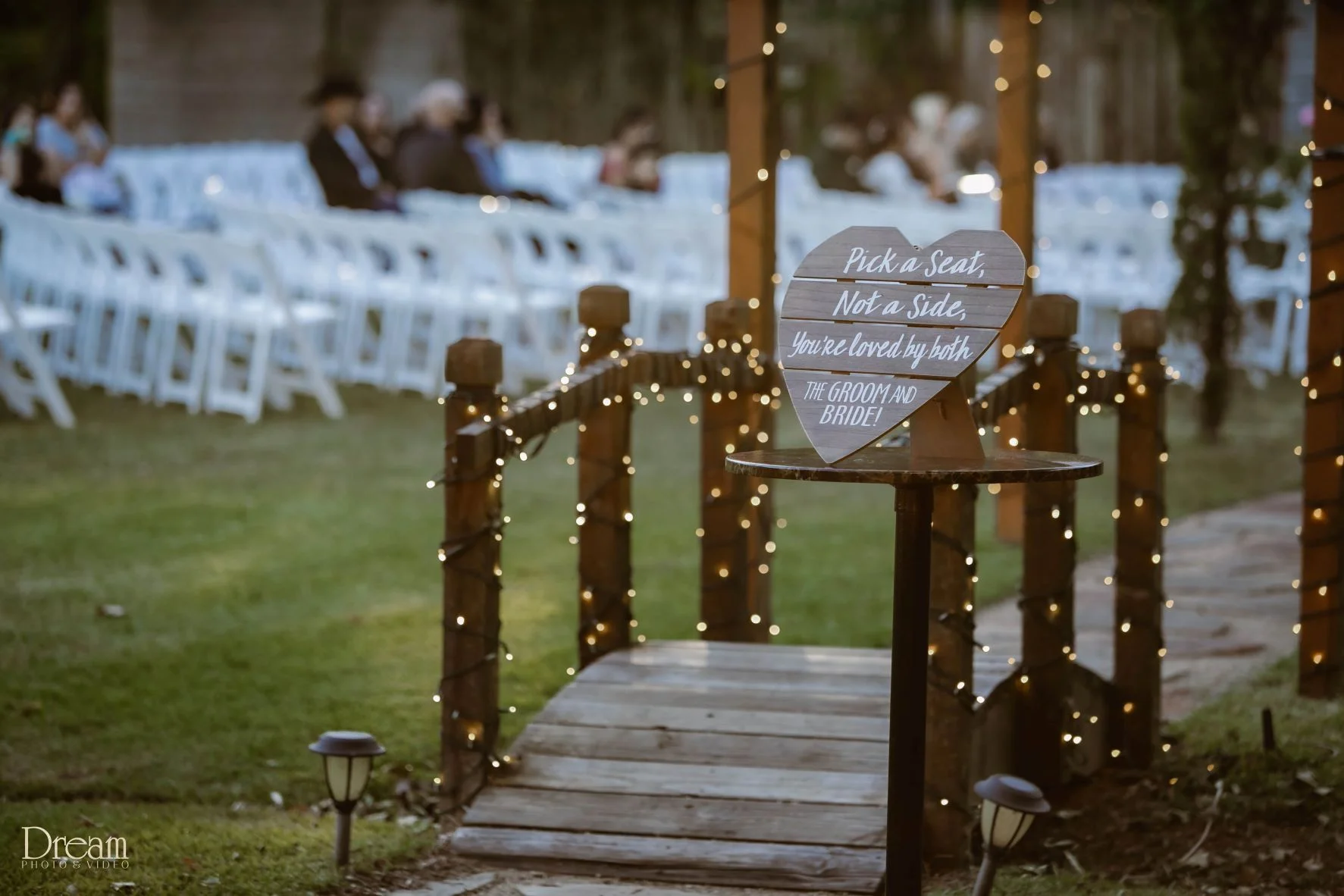 Outdoor ceremony at golden hour