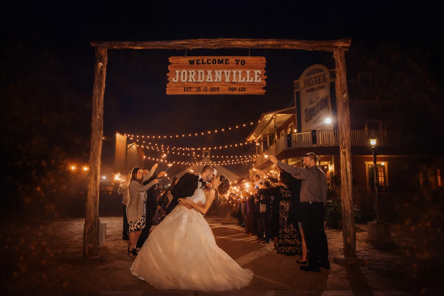 Couple sparkler sendoff