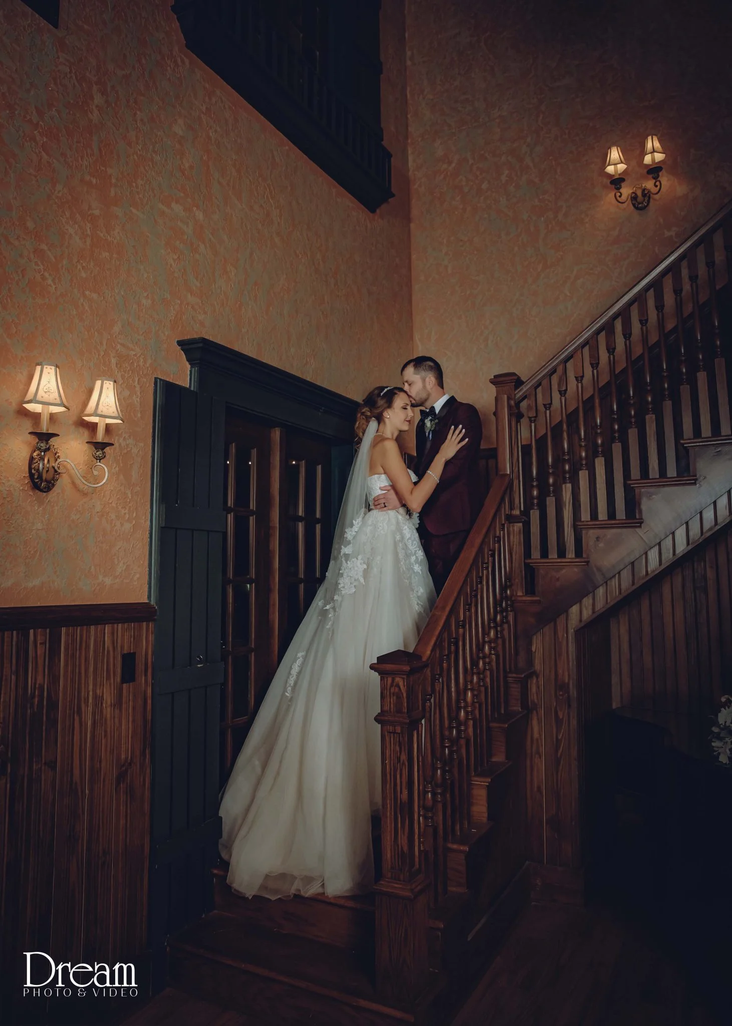 Rachelle and John staircase portrait